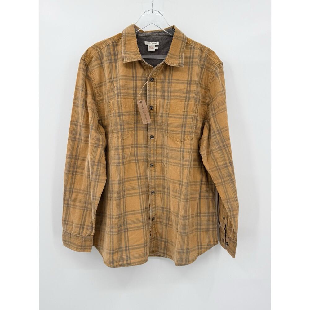 NEW Carbon2Cobalt Carbon 2 Cobalt Mustard Yellow Plaid Button Down Shirt Large